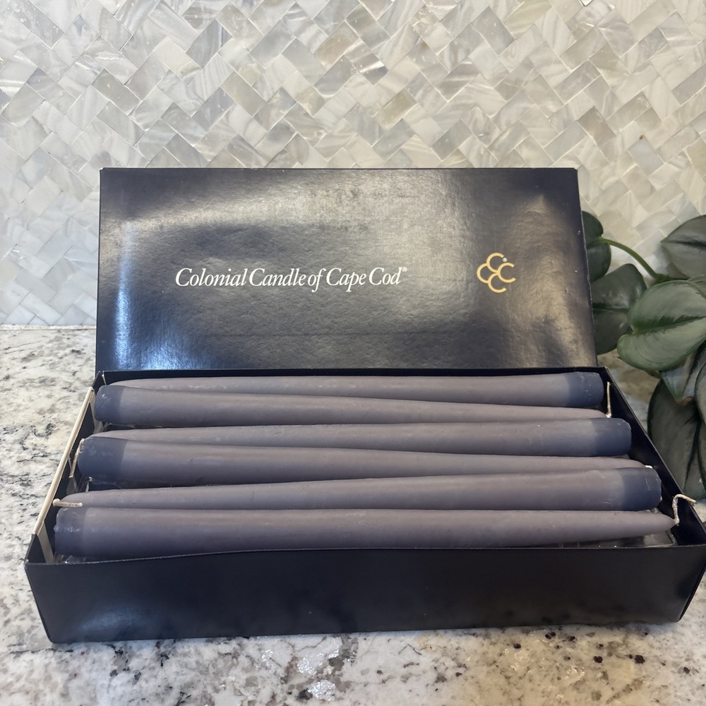 NOS Colonial Candle Handipt 12" Tapers Box of 12 #60 Col. Blue/ Purple READ MORE
